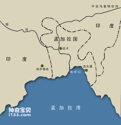 孟加拉湾地理位置示意图